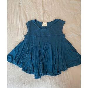 Free People Teal Flowy Open Back Blouse